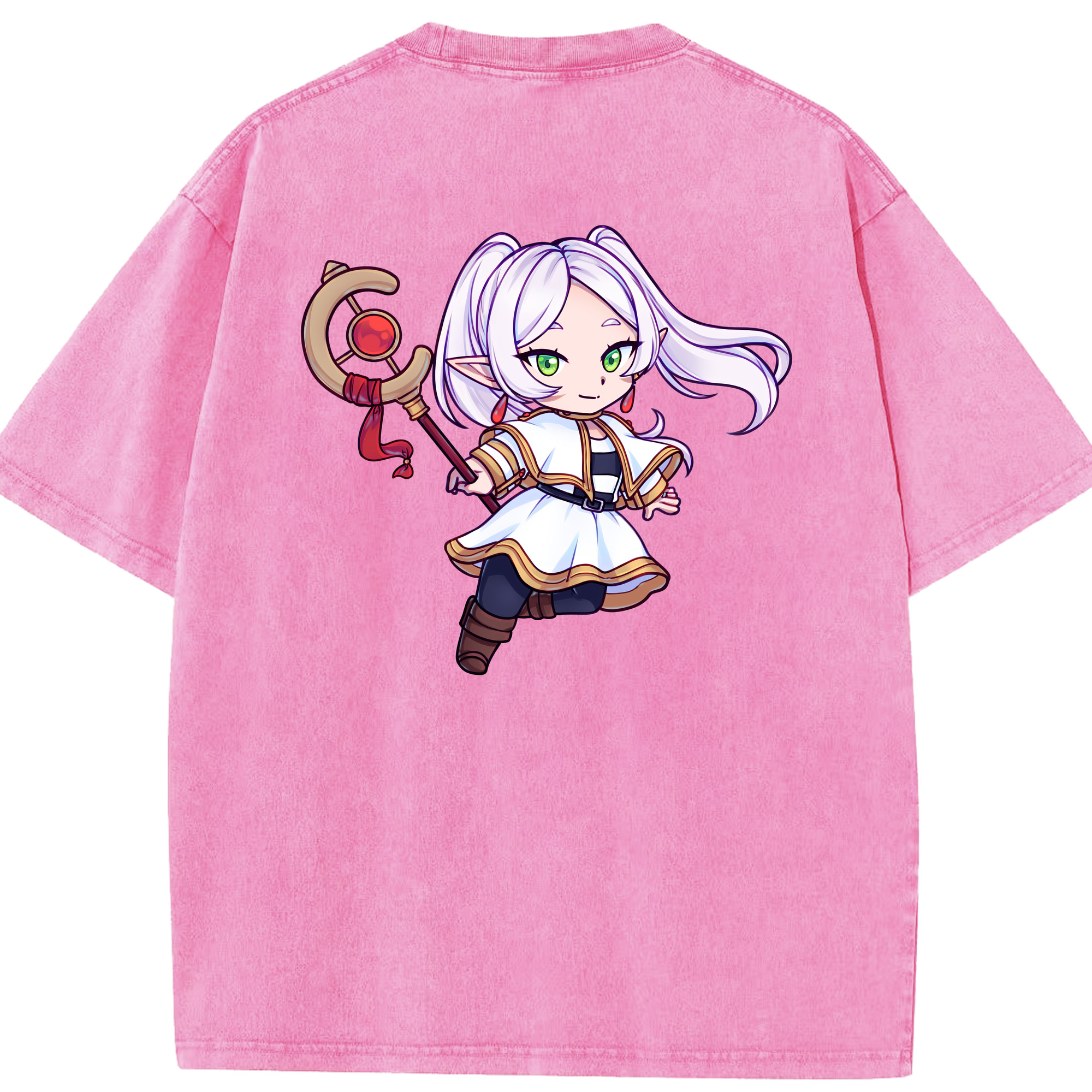 （画像用） 葬送のフリーレン Frieren 綿100% ヴィンテージ風 半袖Tシャツ（背面プリント）